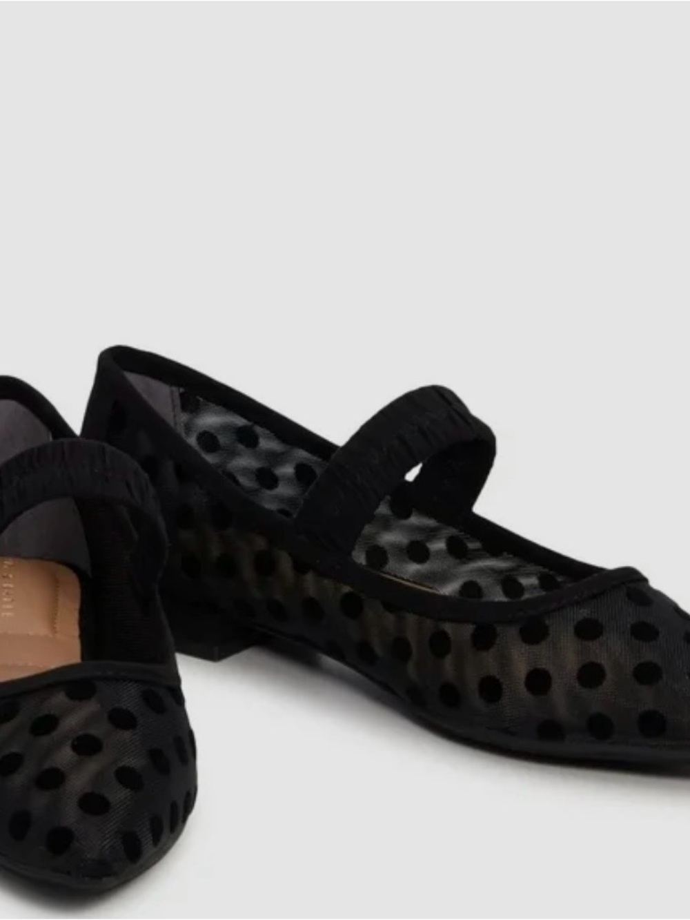 Kelly & Katie Black Polka Dot Mesh Mary Jane Flats